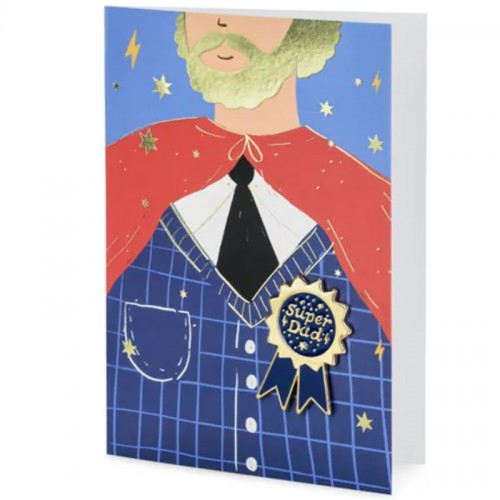 Postal + Pin Super Dad